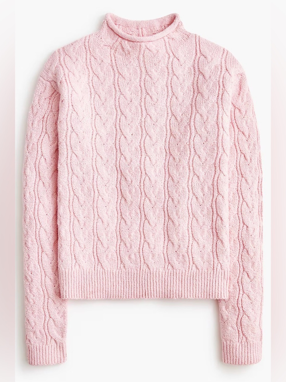New! J.Crew Cable mockneck sweater in Lovely Pink - Picture 1 of 3